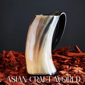 Premium handmade buffalo horn Viking beer mug with polished finish