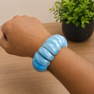Handmade Blue Resin Bead Bracelet