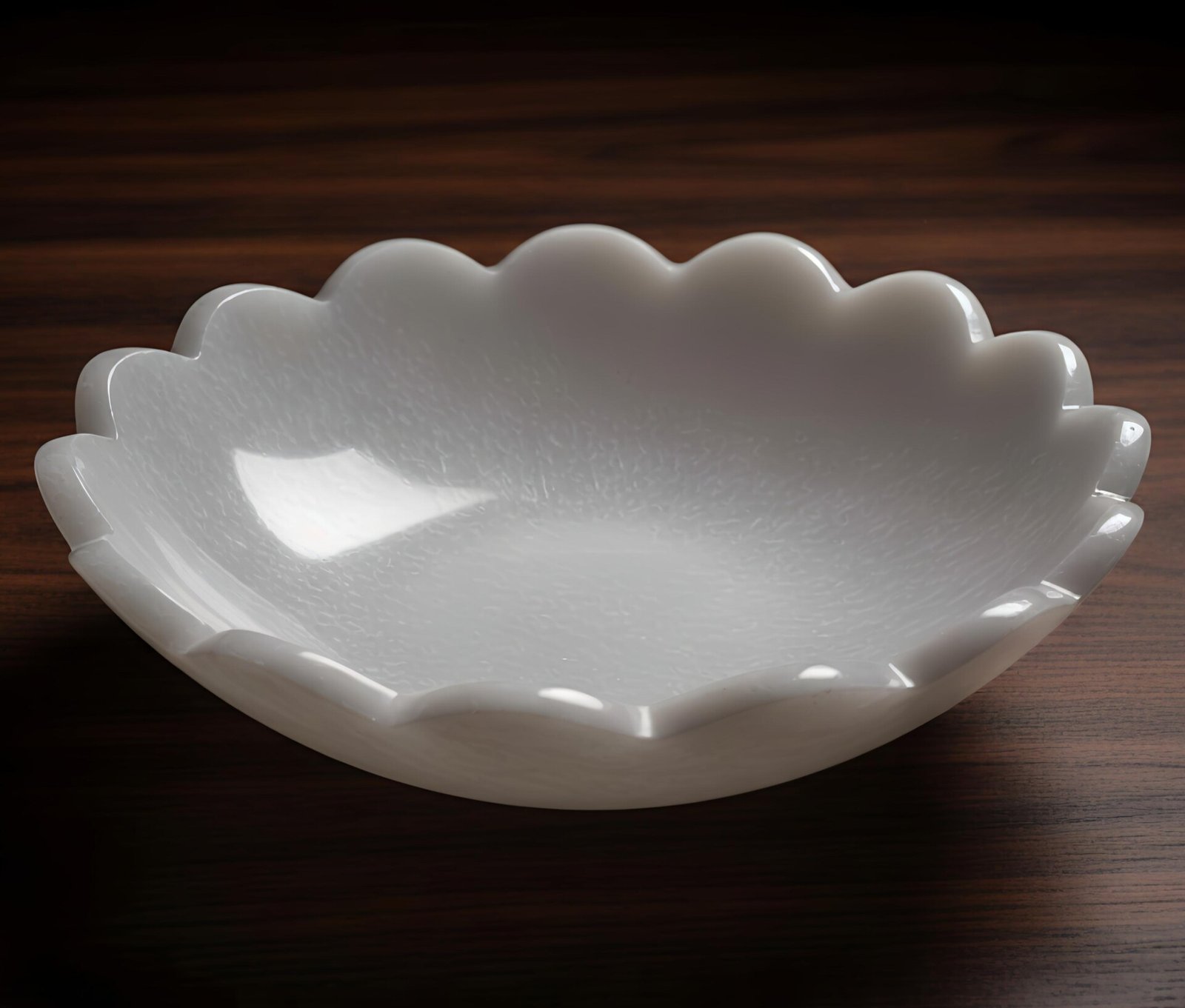 Glossy Handmade Bowl with Scalloped Edges
