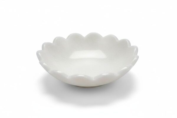 White Scalloped Resin Bowl