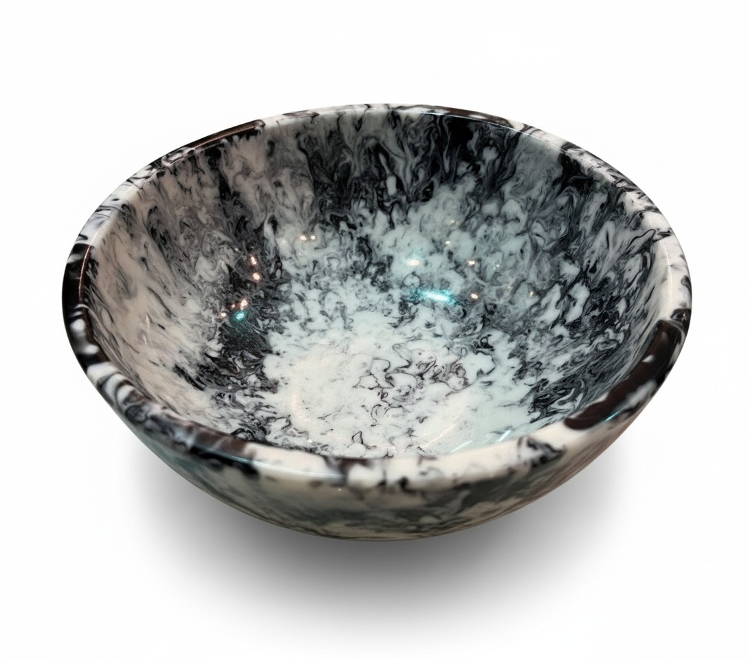Coastal Blue Marbled Resin Bowl - Image 2