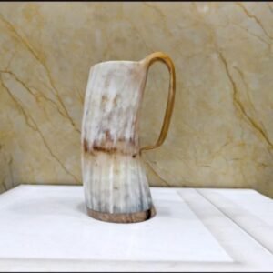 Premium handmade buffalo horn beer mug with polished finish