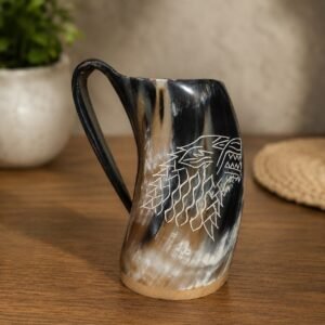 Handmade Natural Buffalo Horn Mug Polished Buffalo Horn Ale Mug