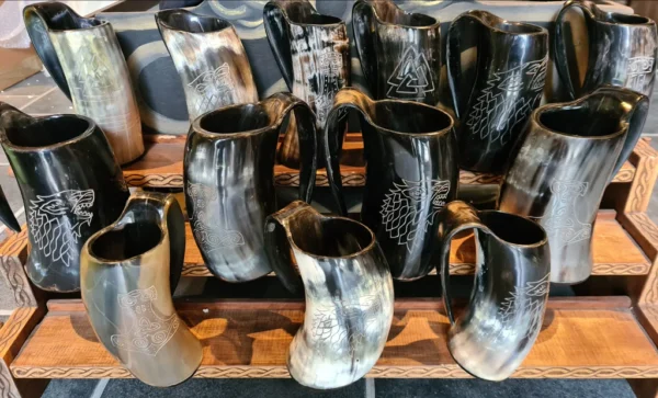 Viking-style horn mugs